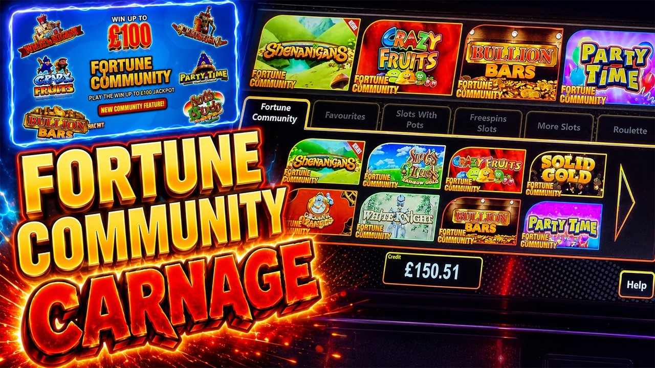 HUGE &pound;100 FORTUNE COMMUNITY SLOT SESSION! | Party Time, Solid Gold & Crazy Fruits