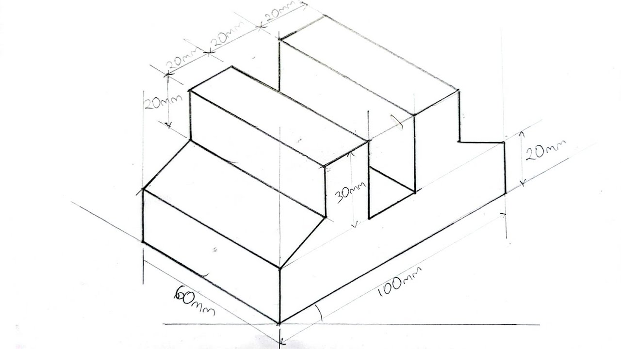 Isometric Projection Tutorial: Drawing a Slotted Tapered Support Block
