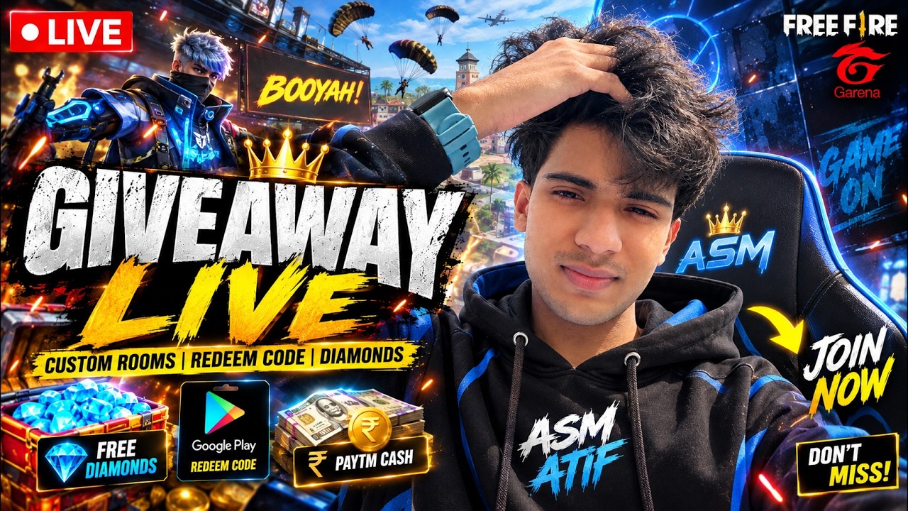 🔴 Free Fire Live Custom Room  Giveaway |15 Kill + Booyah🔥#FreeFire #FreeFireShorts #ASMATIFLIVE