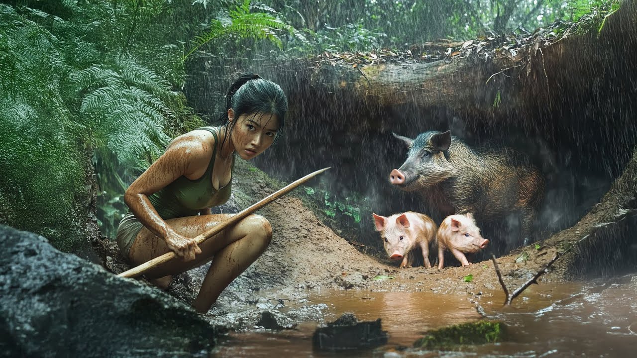 Catching Piglets to Trap the Wild Boar Mother – Intense Jungle Hunting Strategy Revealed