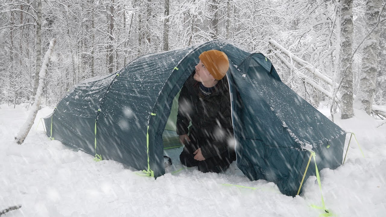 Winter Camping in a Snowstorm | Alone Overnight in a Snowy Forest