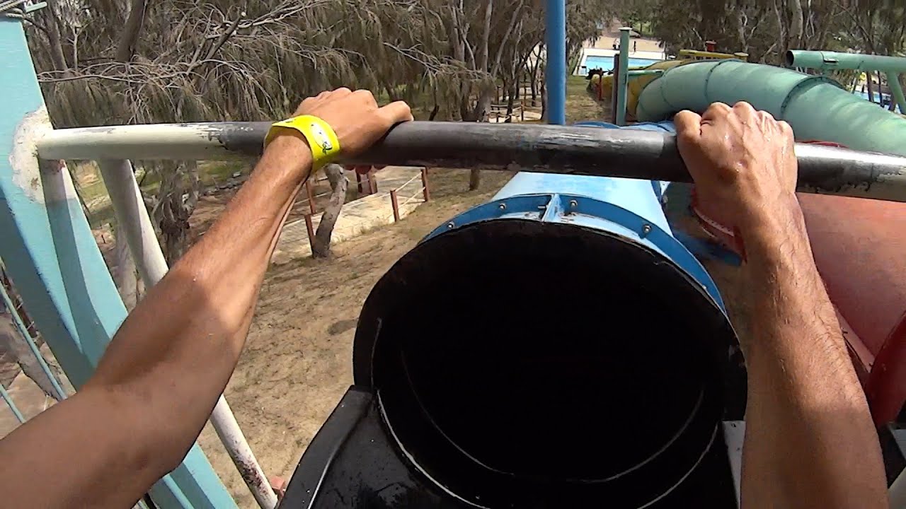 Blue Twisting Water Slide at Dreamland
