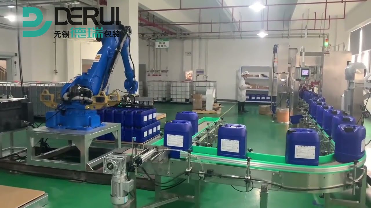 Jerrycan Palletizer|Robotic palletizer|Plastic bucket palletizer|Yaskawa robot palletizing