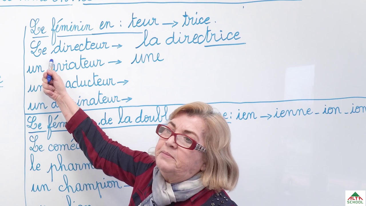 cours de français 5ème année primaire le féminin des noms en teur - eur