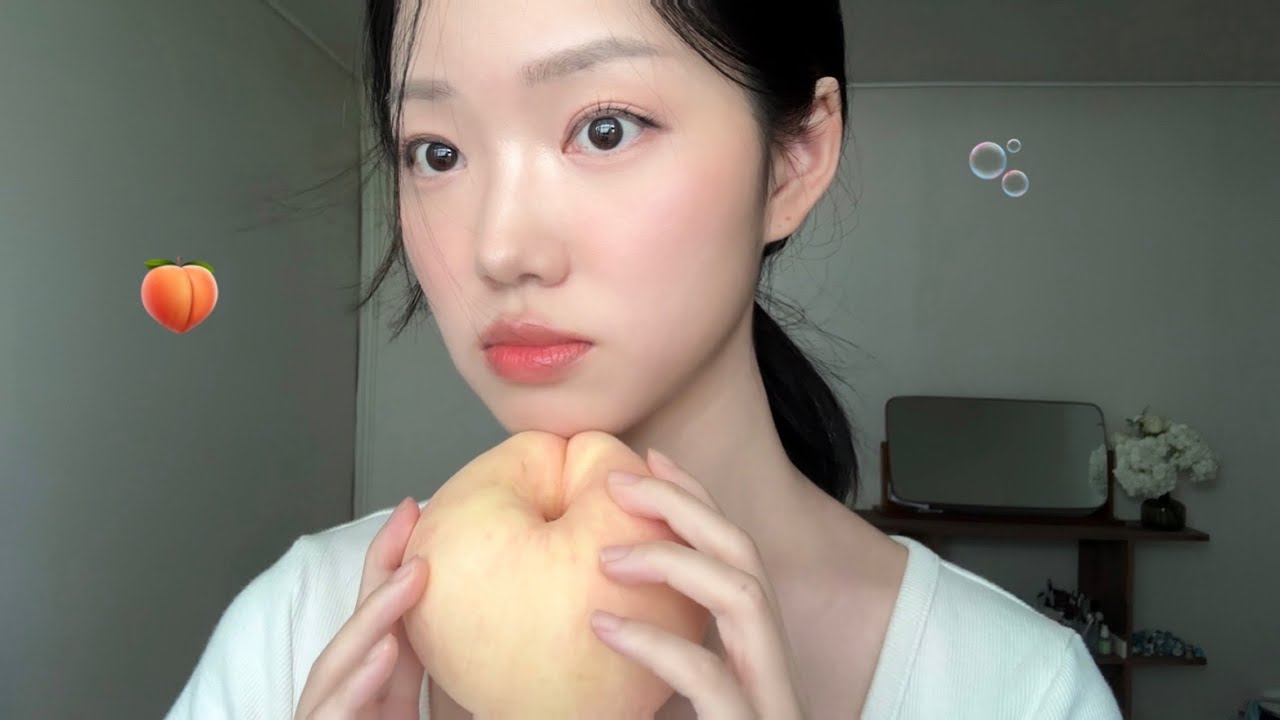 봄웜 복숭아 메이크업🍑˚ෆ*₊ 쌓을수록 투명뽀용해지는 꿀팁