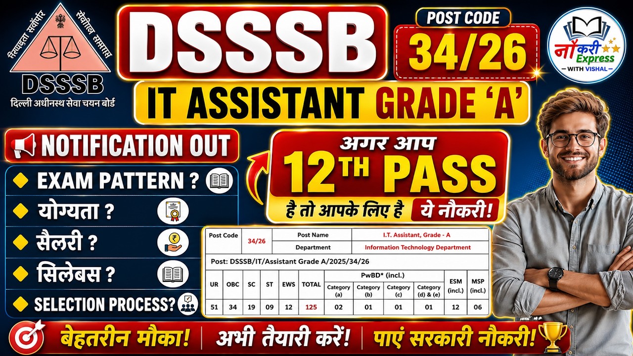 DSSSB IT Assistant Grade 'A' 34/26 Notification Out | Eligibility, Exam Pattern, Salary & Syllabus
