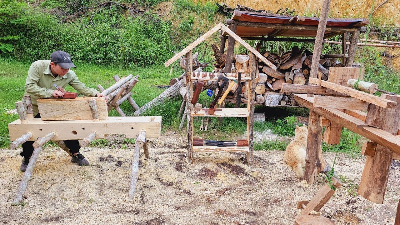 The young man builds a green farm | starts working on the farm.