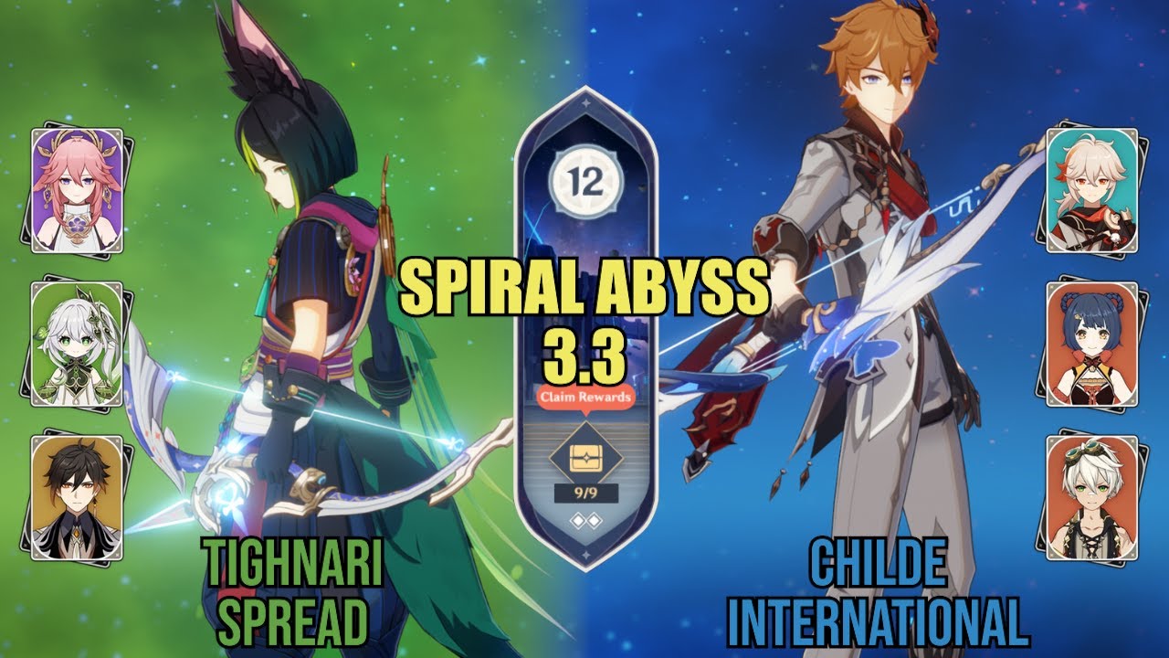 Tighnari Spread ft. Yae Miko & Childe International - Spiral Abyss 3.3 - Floor 12 (9★)