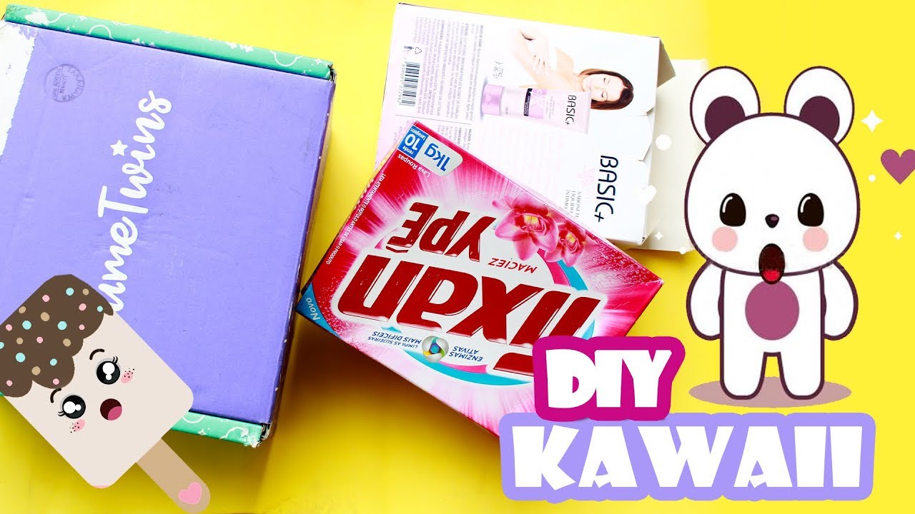 Diy KAWAII  que vocês precisam tentar com EMBALAGEM DE SABÃO EM PÓ e CAIXA DE SAPATO OU PRESENTE