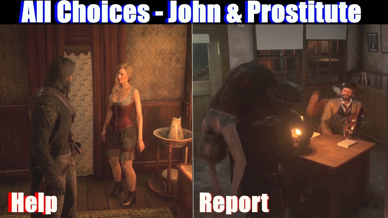 RDR2 John Helps Prostitute vs Reports Her - Red Dead Redemption 2 PS4 Pro