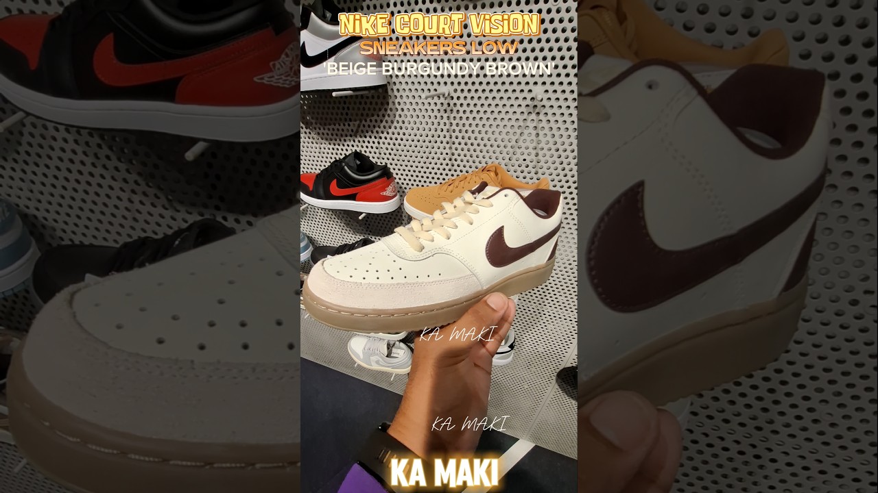 NIKE COURT VISION SNEAKERS LOW'BIEGE BURGUNDY BROWN'#nikecourt#sneakers#courtvision#nike#foryou#fyp