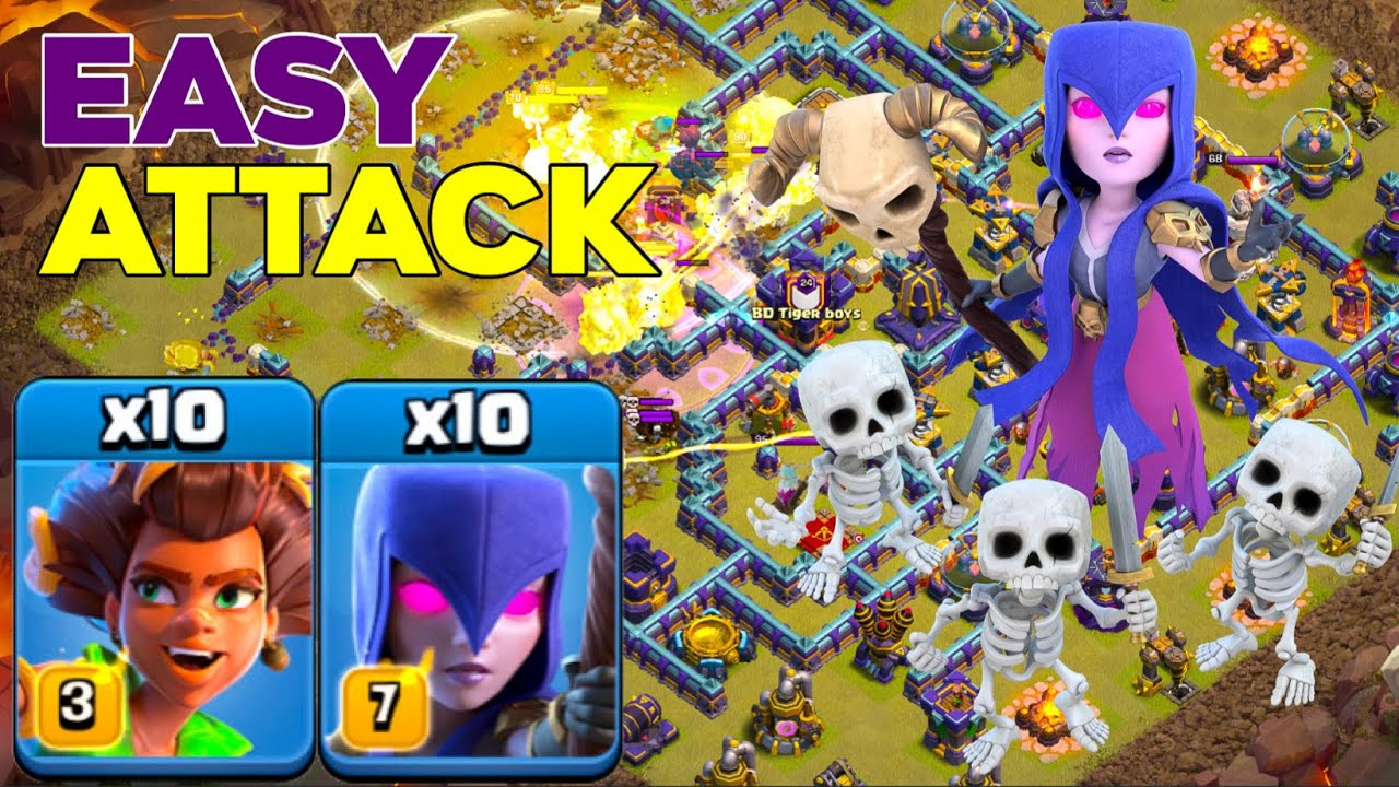 Simple Power: TH16 Root Rider + Witch Wrecking War and Legend League Base!