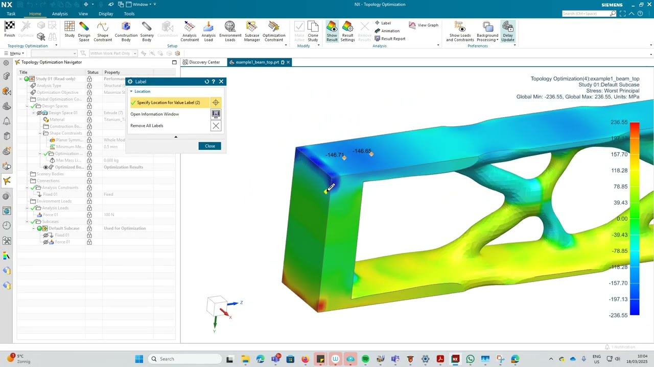 NX2406 Simple beam topology optimization, How to Retrieve results