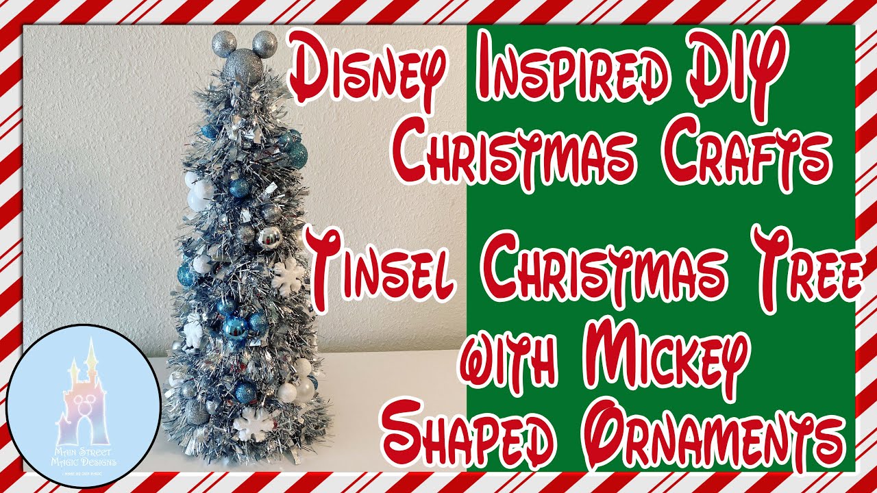 Tinsel Christmas Tree with Mickey Shaped Ornaments | Disney Inspired DIY Christmas Crafts