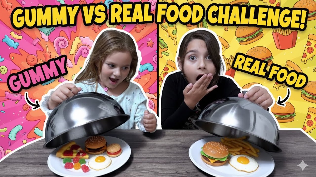 GUMMY VS REAL FOOD - PART 4‼️ Alena and Princess #andriana #challenge 