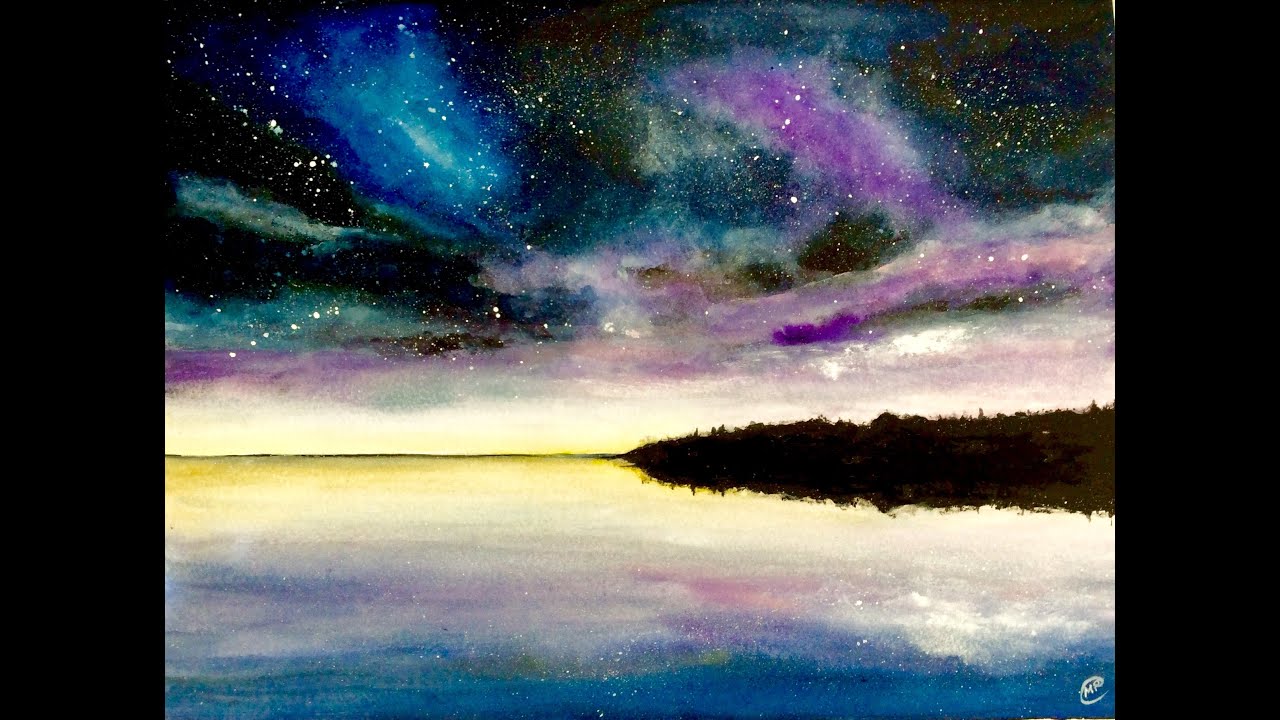 Watercolor Starry Night Sky Painting Demonstration II