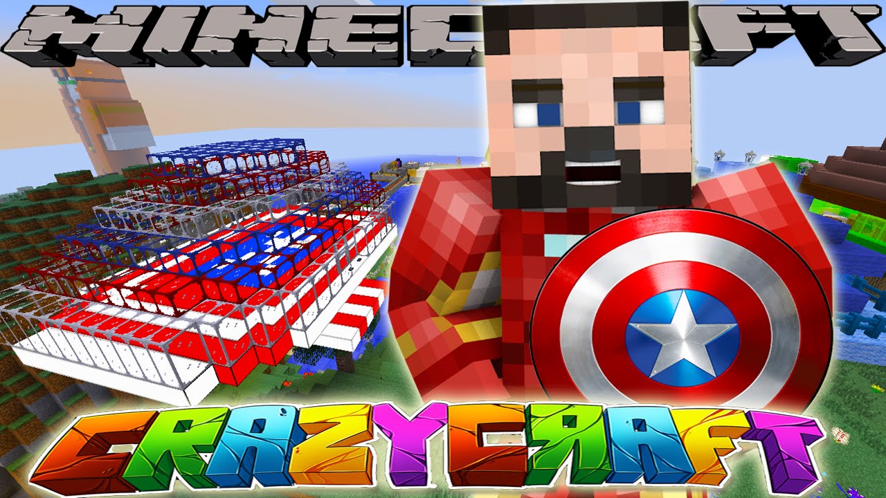 Minecraft CrazyCraft - BUILDING CAPTAIN AMERICAS TREE-HOUSE!!