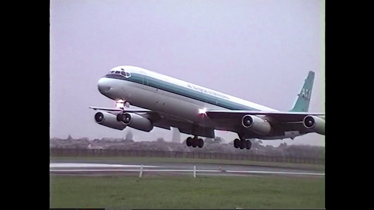 BOEING 707 /DOUGLAS DC-8 / ILYUSHIN 76 / TUPOLEV 154 : classic jet sounds OSTEND  1999