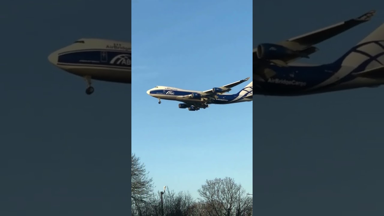Air Bridge Cargo Boeing 747-400F landing at Heathrow London #shorts