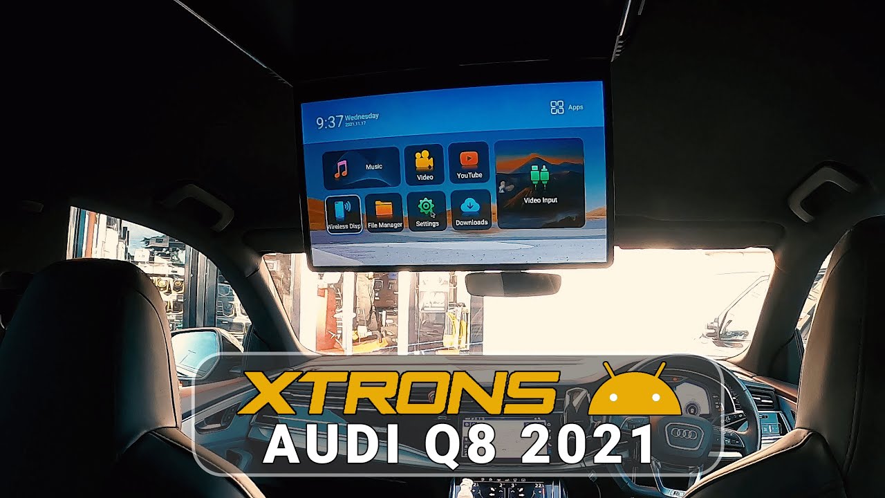 Audi Q8 2021 Xtrons Flip Down Android 11 Entertainment Roof Monitor Screen With YouTube and Netflix