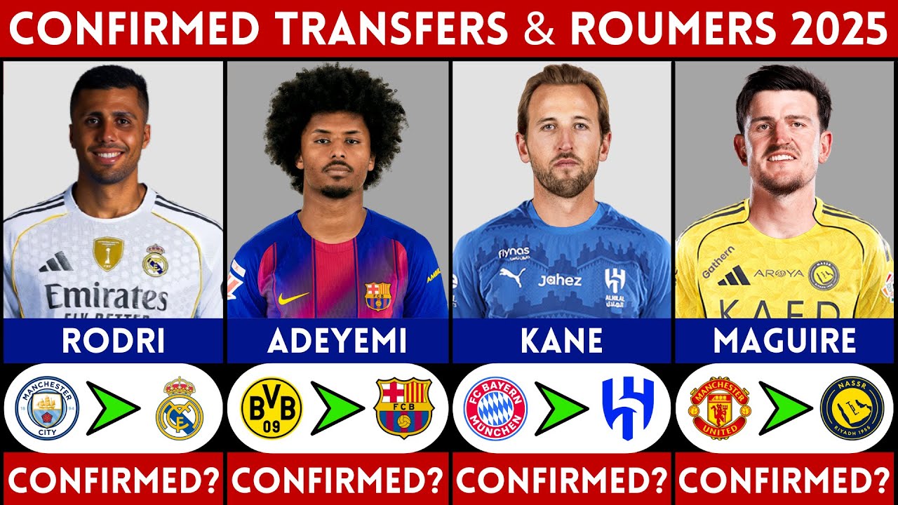 🚨 LATEST CONFIRMED TRANSFER NEWS AND RUMOURS 2025 | KANE, RODRI, ADEYEMI, MAGUIRE.....