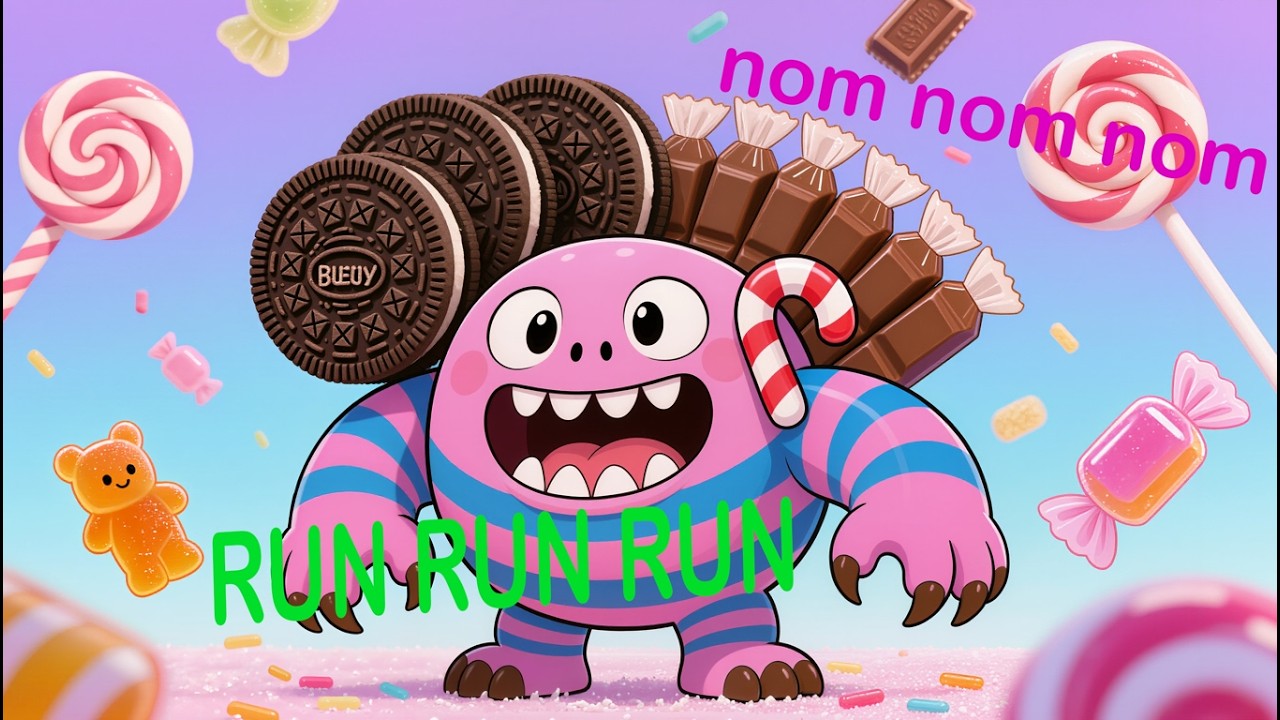 🍬 Candy Monster Run! 👾 | Super Catchy Kids Song 🎵 | Nom Nom Yum Yum!
