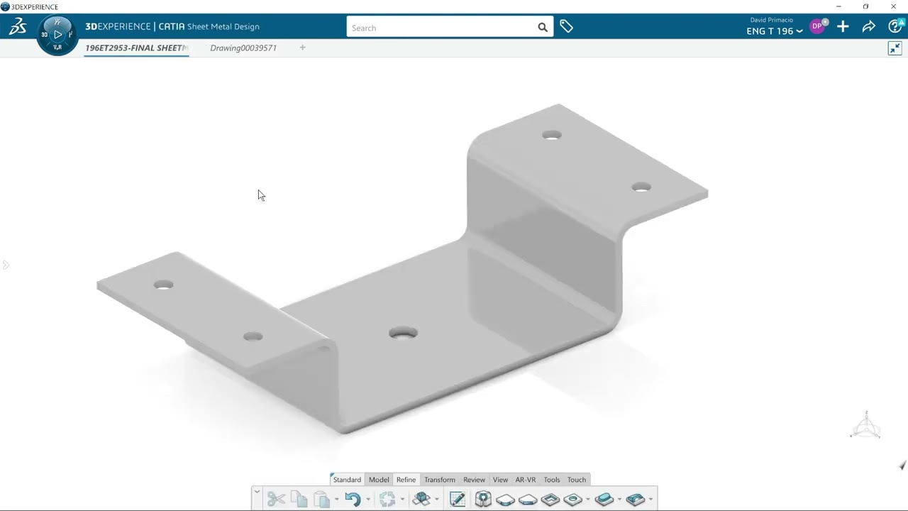 Sheet Metal Drawing Demo 1  3D Experience or CATIA V5