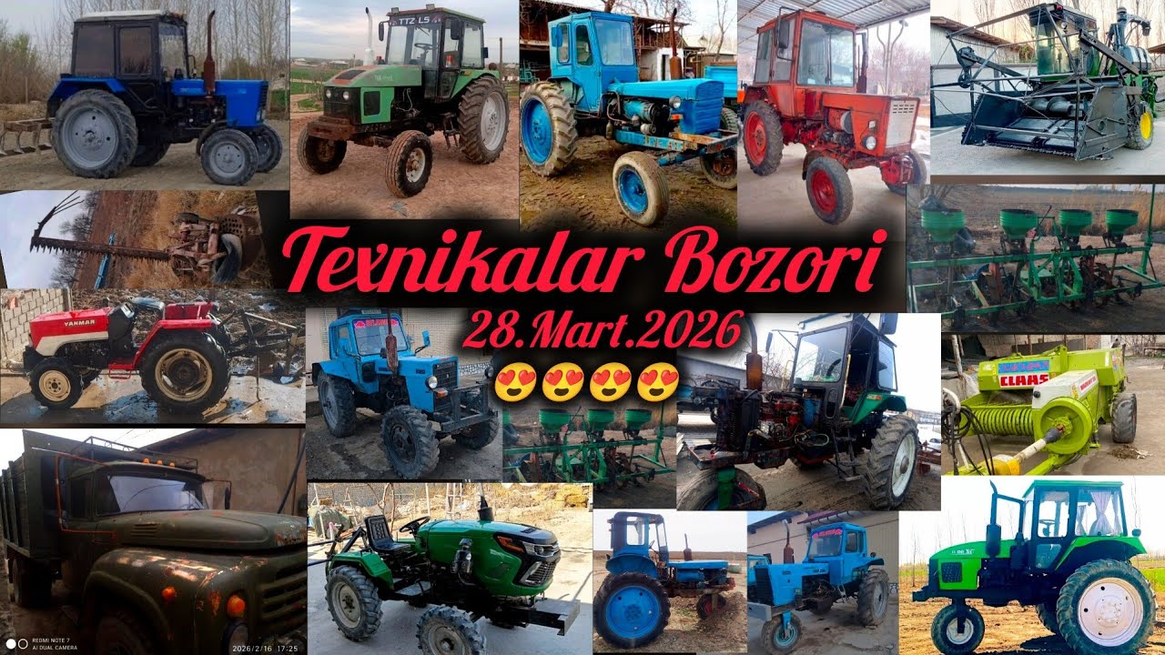 Texnika Bozori 28.Mart.2026 Maral Jatka Mtz Ttz T28 T25 Mini Tractor Zil Vadavoz Claas Kasilka Zubra