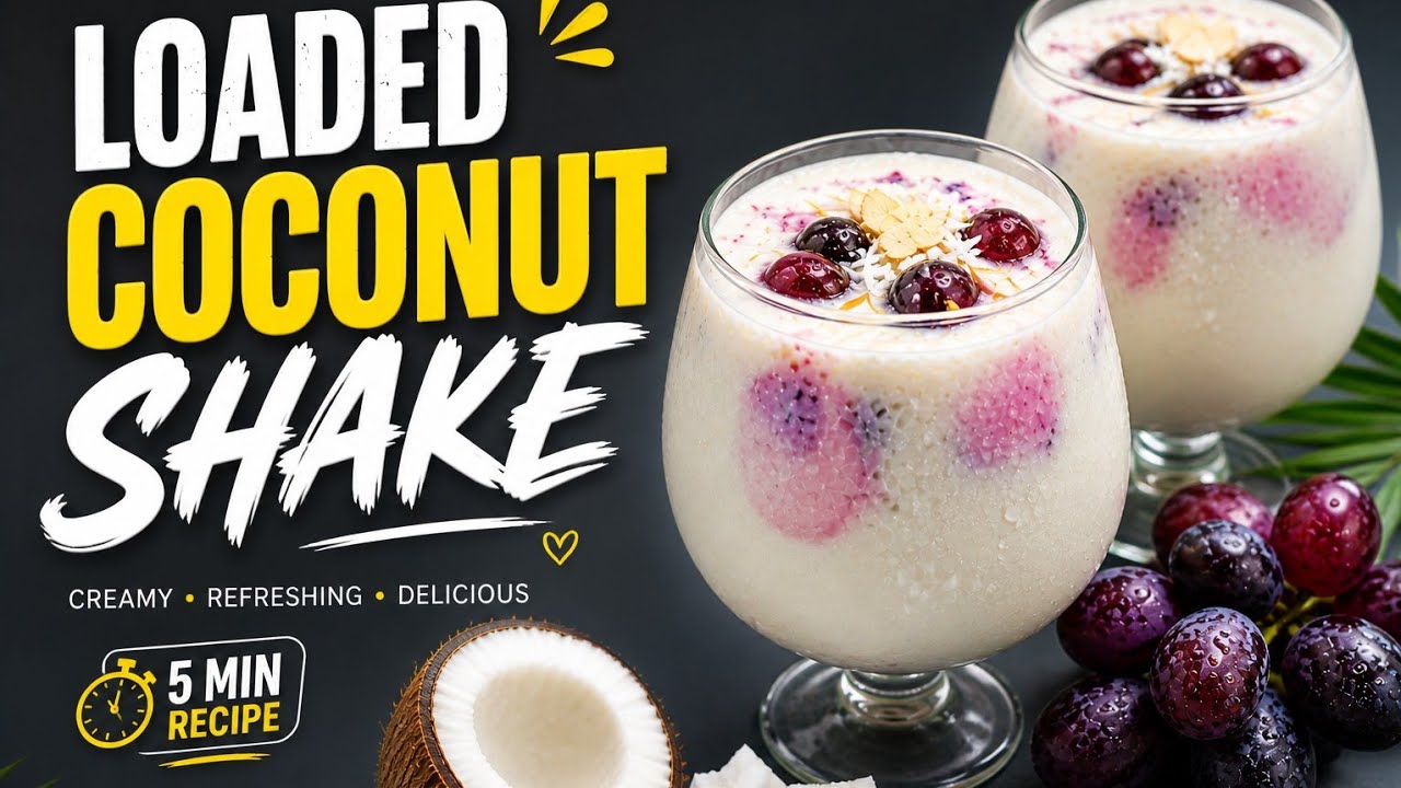 Loaded Coconut Shake 😍 | Creamy Summer Drink | New Milkshake Recipe #Milkshake 