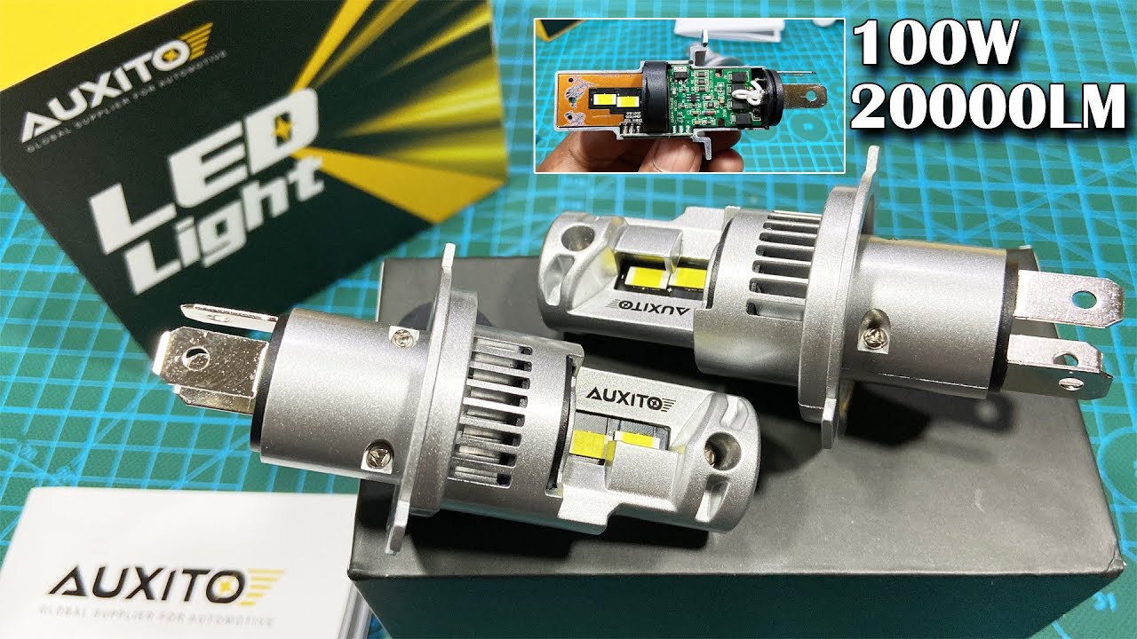 Auxito 100W H4 LED Headlight 2022 upgraded Version 20000LM 6500K unboxing