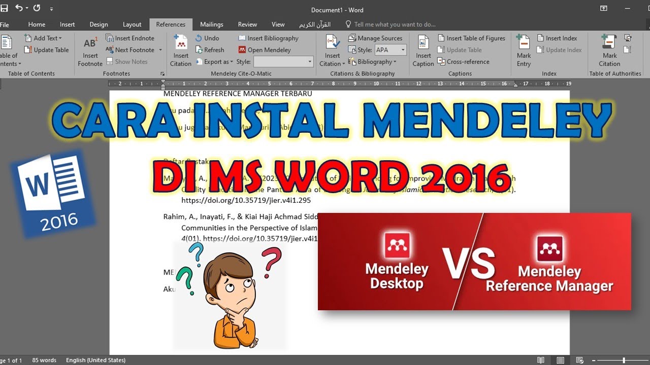 CARA INSTAL MENDELEY PADA MS WORD ~ PERBANDINGAN MENDELEY DESKTOP DAN MENDELEY REFERENCE MANAGER