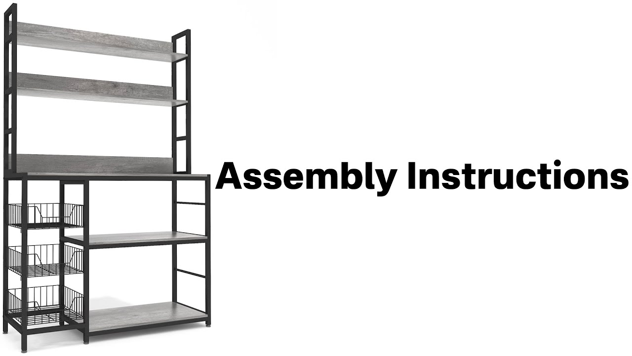 Kitchen Bakers Rack with Baskets Assembly Instruction-ZW003
