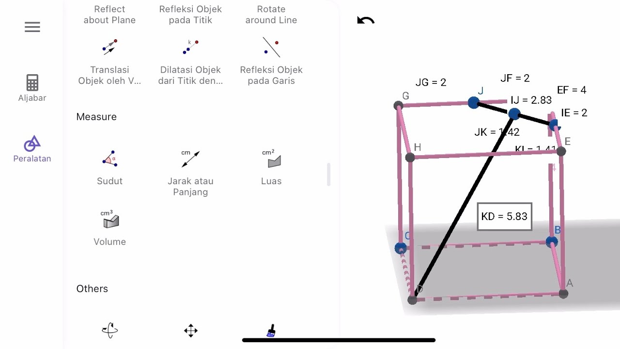 Menyelesaikan Soal Jarak Titik ke Garis di Kubus 3D | GeoGebra