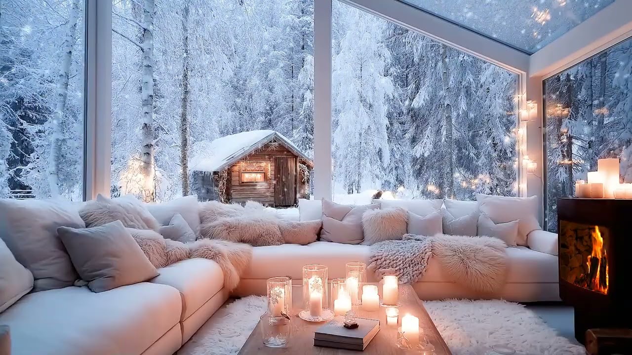 🎹❄️Gentle Healing Piano in a Winter Cabin | Quiet Snow & Fireplace Warmth | Calm Mind Sleep Aid