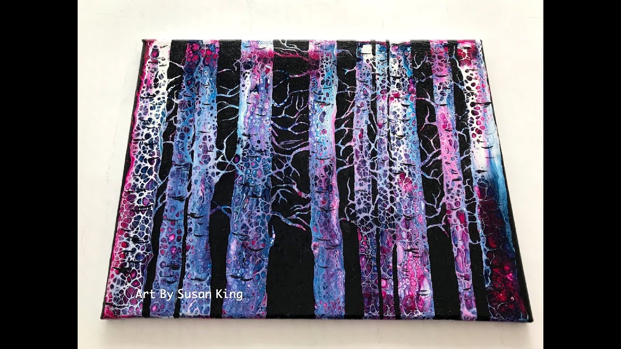 (129) 2 of 2 Birch Tree Swipe (Acrylic Paint continued from Sisters Team up)