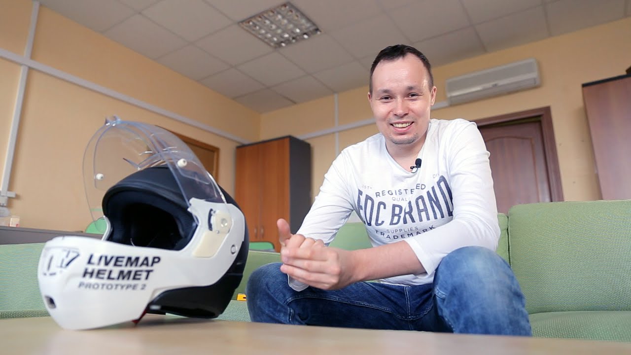 Livemap motorcycle helmet with HUD. 2016 prototype.