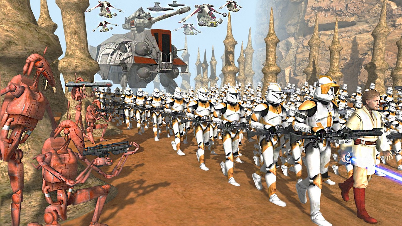 Bloody Ambush of Massive CLONE ARMY Convoy! - Men of War: Star Wars Mod