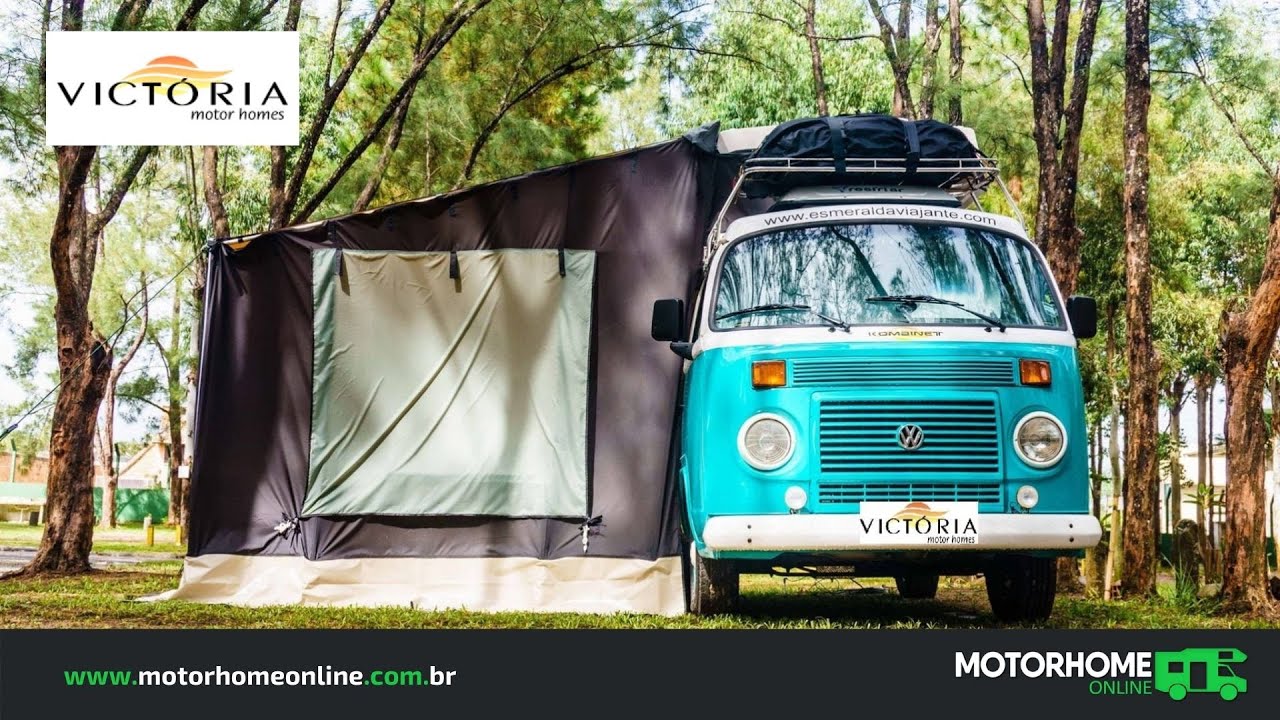 Kombi Home - Modelo Kombinet II com box fechado e toldo fabricado pela Victoria Motorhomes