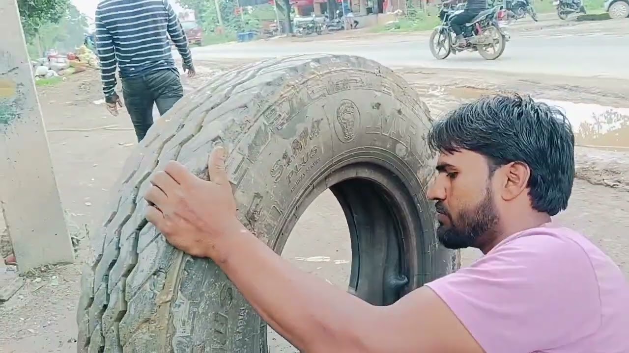Tata BS4 right side MRF tyre core palti 🚛 side wall change 💯