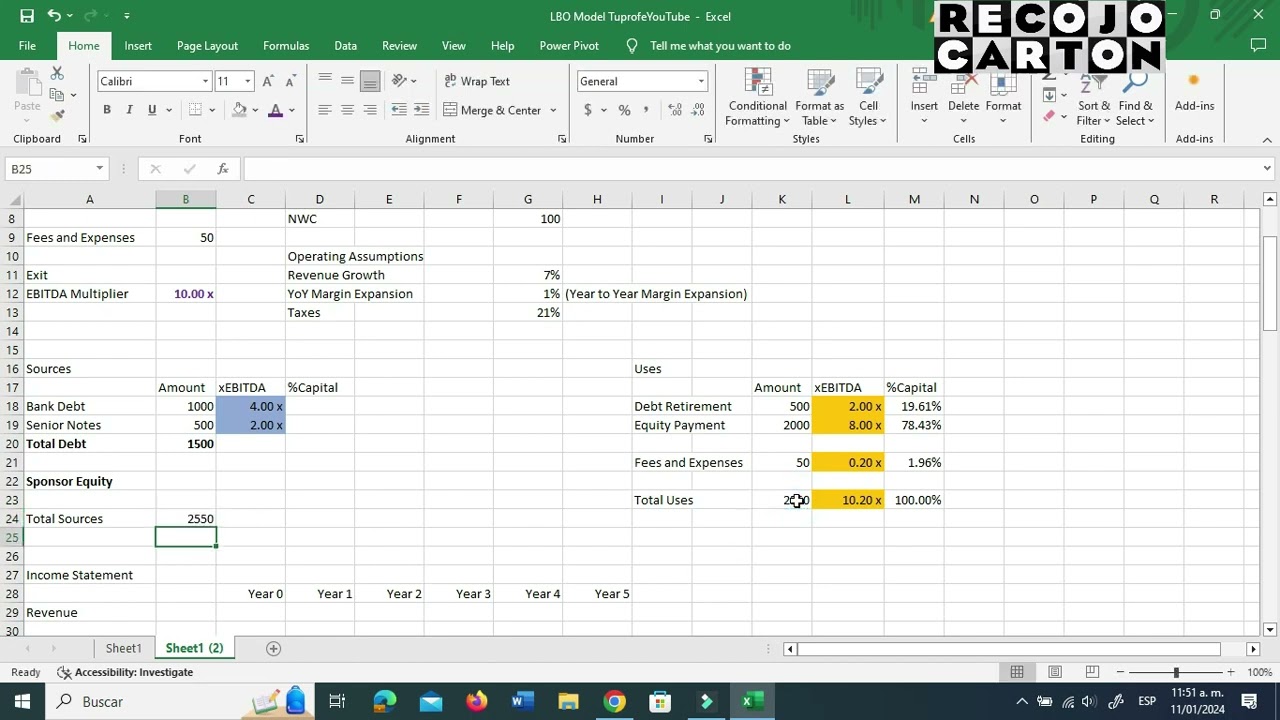 LBO Model Excel  Modelo para Valorar una EMPRESA