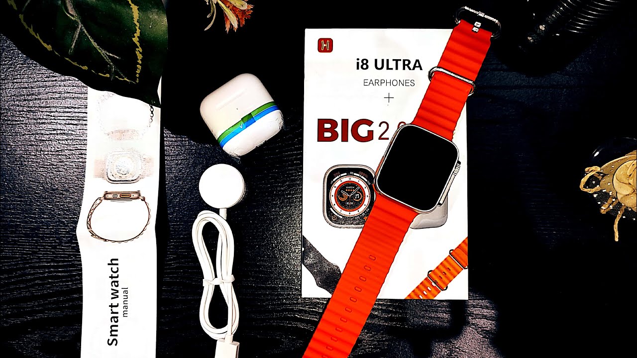 i8 Ultra Smart Watch ⌚ unboxing + detail review | i8 Ultra Earphones + BIG 2.0 infinity Display