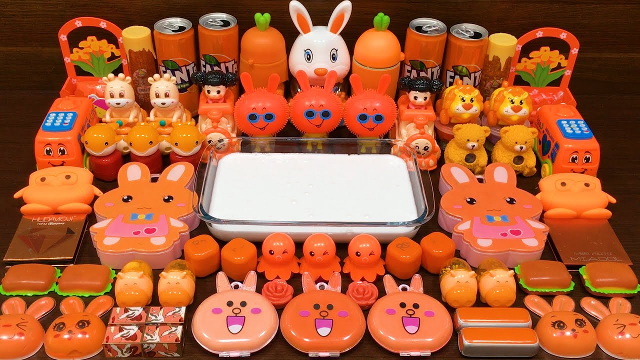 Series Orange Rabbit Slime! Mixing Random Things into GLOSSY Slime! Satisfying Slime Videos #32