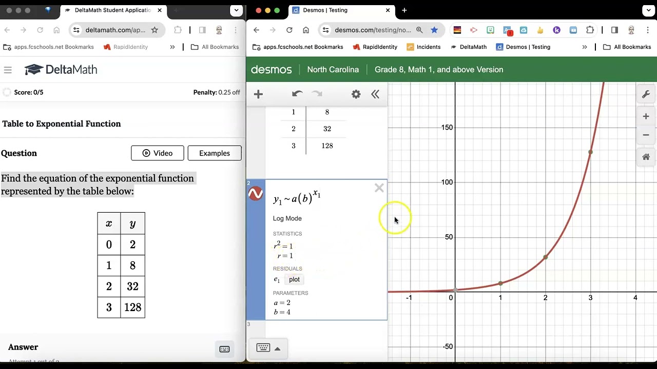 DM Table to Exponential Function
