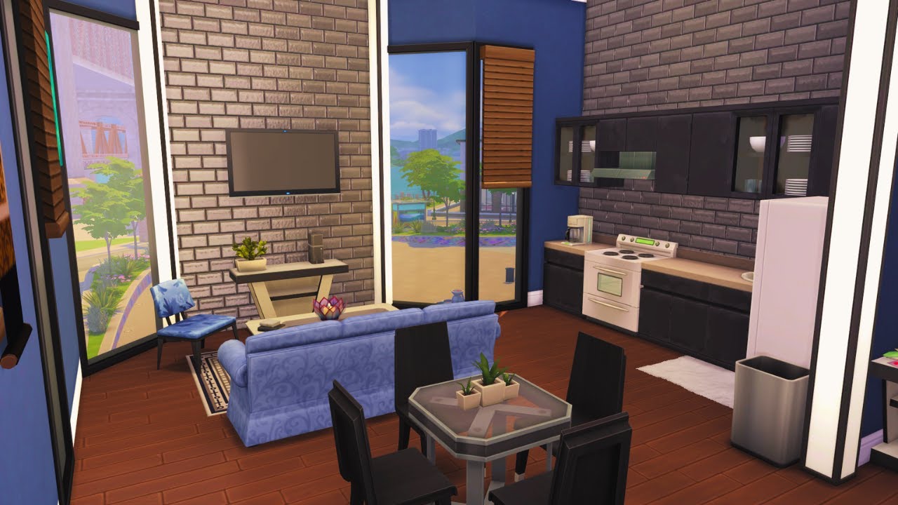 Modern Two Bedroom Apartment- The Sims 4 City Living - Sims 4 Speed Build