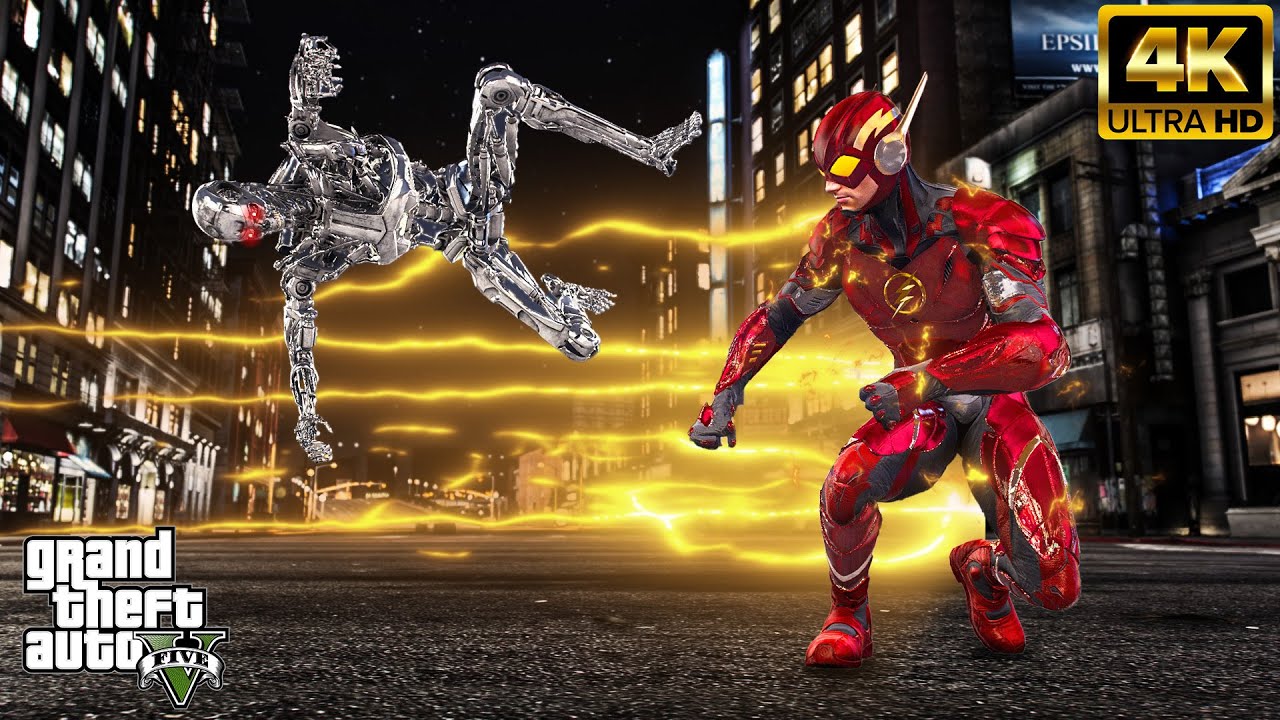 GTA 5 - The Flash VS Terminator Army at Light Speed!