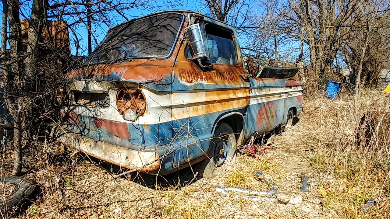 1961 Corvair 95 Rampside Truck Junkyard Find | Bonus 1965 SS Impala Parts and Vintage Semi Trailer