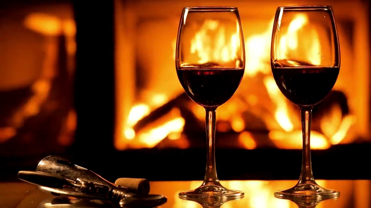 🔥 4K Fireplace Ambience | Crackling Fire & Wine for Love, Relaxation, and Cozy Nights 🍷