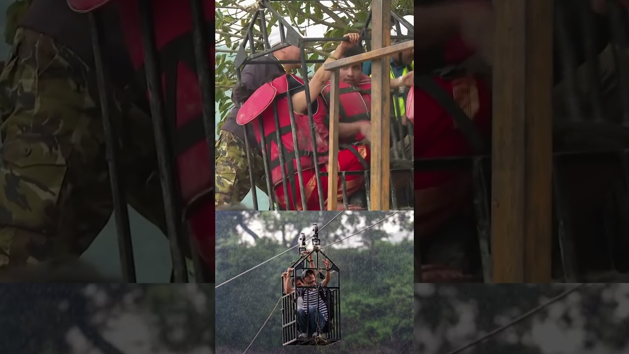 Zip Line Set Up To Help People Cross Nepal&rsquo;s Trishuli River After Floods Destroy Roads | #shorts
