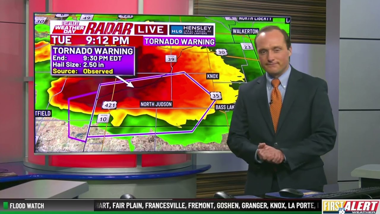 WNDU-TV Tornado Coverage 9:01 PM - 10:51 PM CT (3/10/2026)