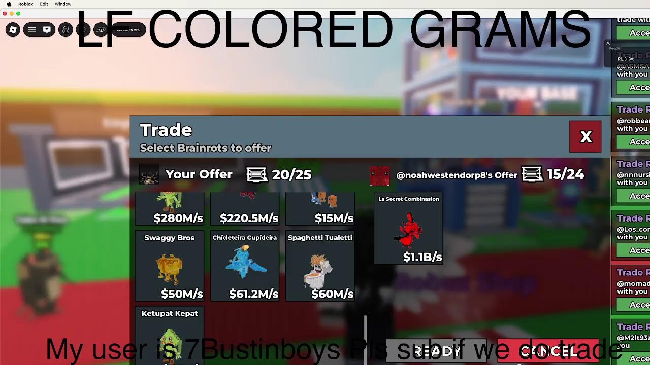 Doing trades on Sab Lf Colored Garamas #roblox  #sab #live